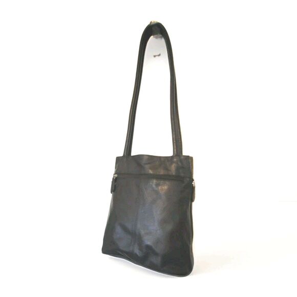 Vera Pelle Vintage Black Leather Elevated Basic Minimalist Bucket Shoulder bag - Picture 13 of 14